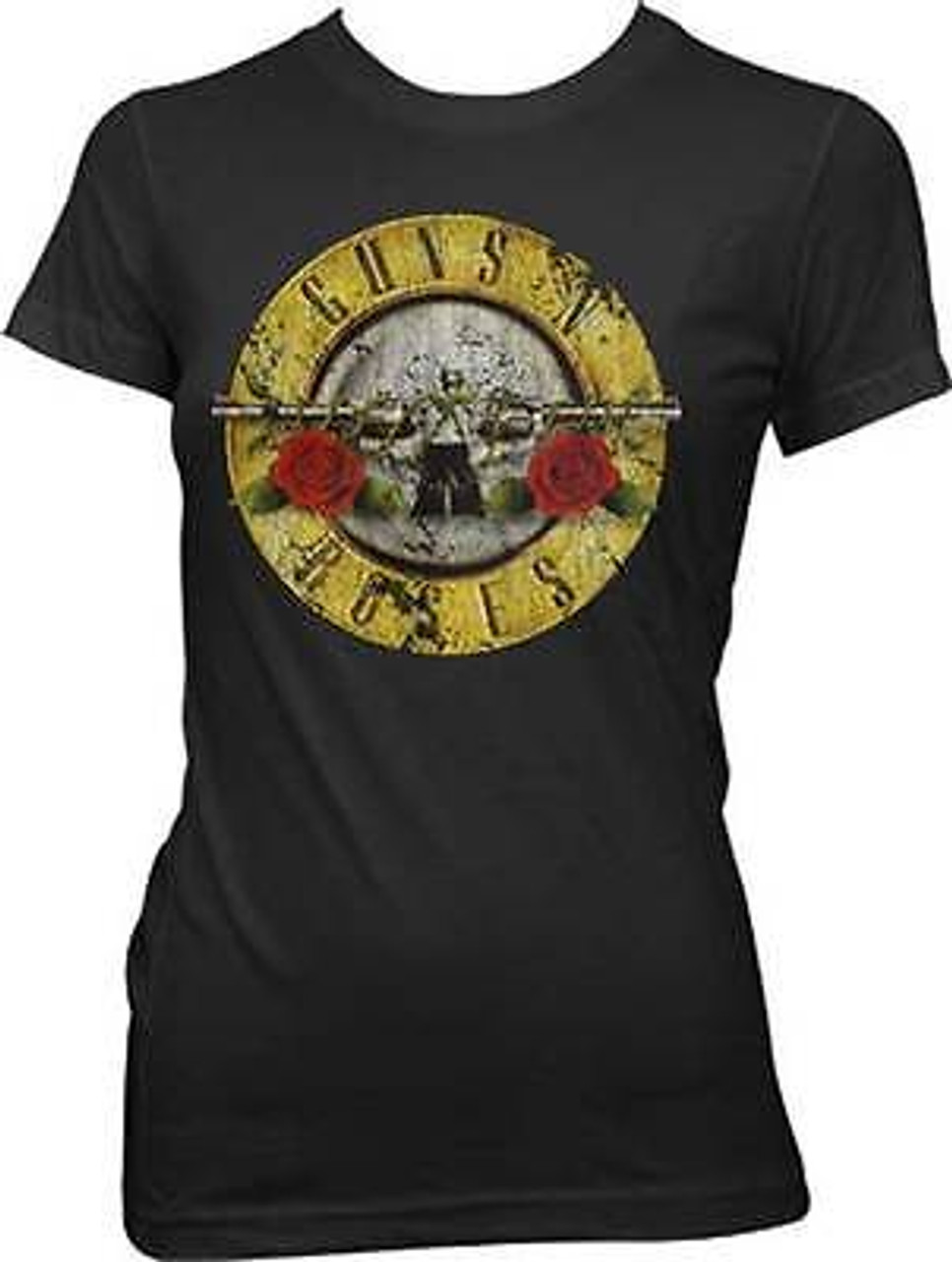 Guns N Roses Distressed Bullet Girls Art Junior Jr Band Rock Music T Shirt S Xl Fearless Apparel