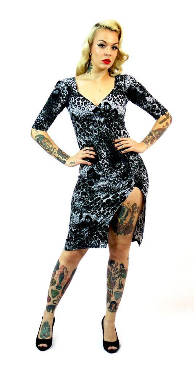 Switchblade Stiletto Leopard Bella Tattoos Pinup Punk Goth Bodycon