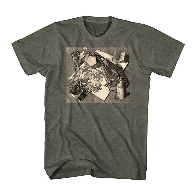 M.C. Escher Reptiles Graphic Heather Military Illusions Adult Mens
