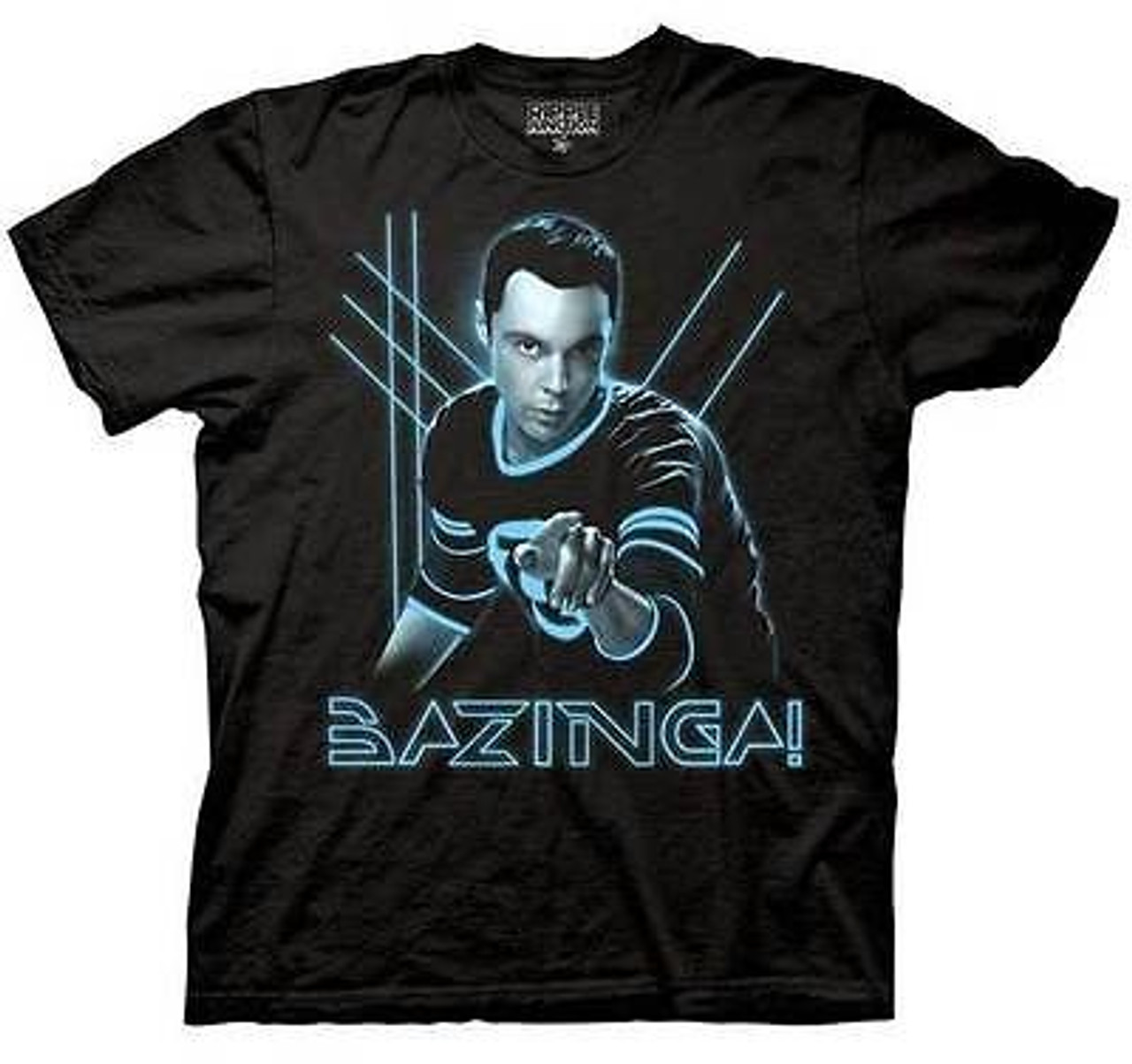 Officially Licensed Big Bang Theory Glowing Sheldon Bazinga Nerds T Shirt Small