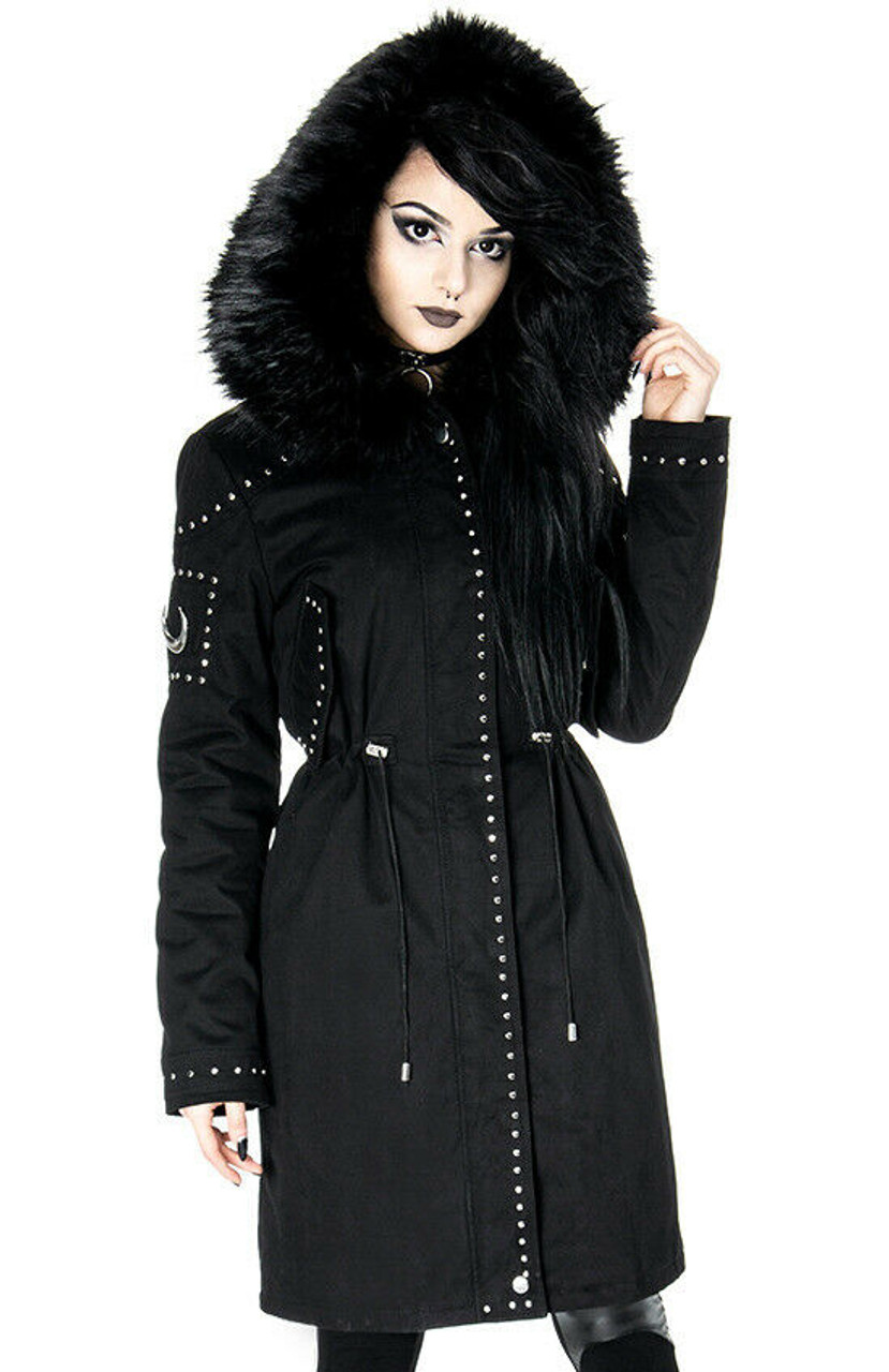 Restyle Moon Parka Gothic Punk Witch Occult Fur Hooded Winter