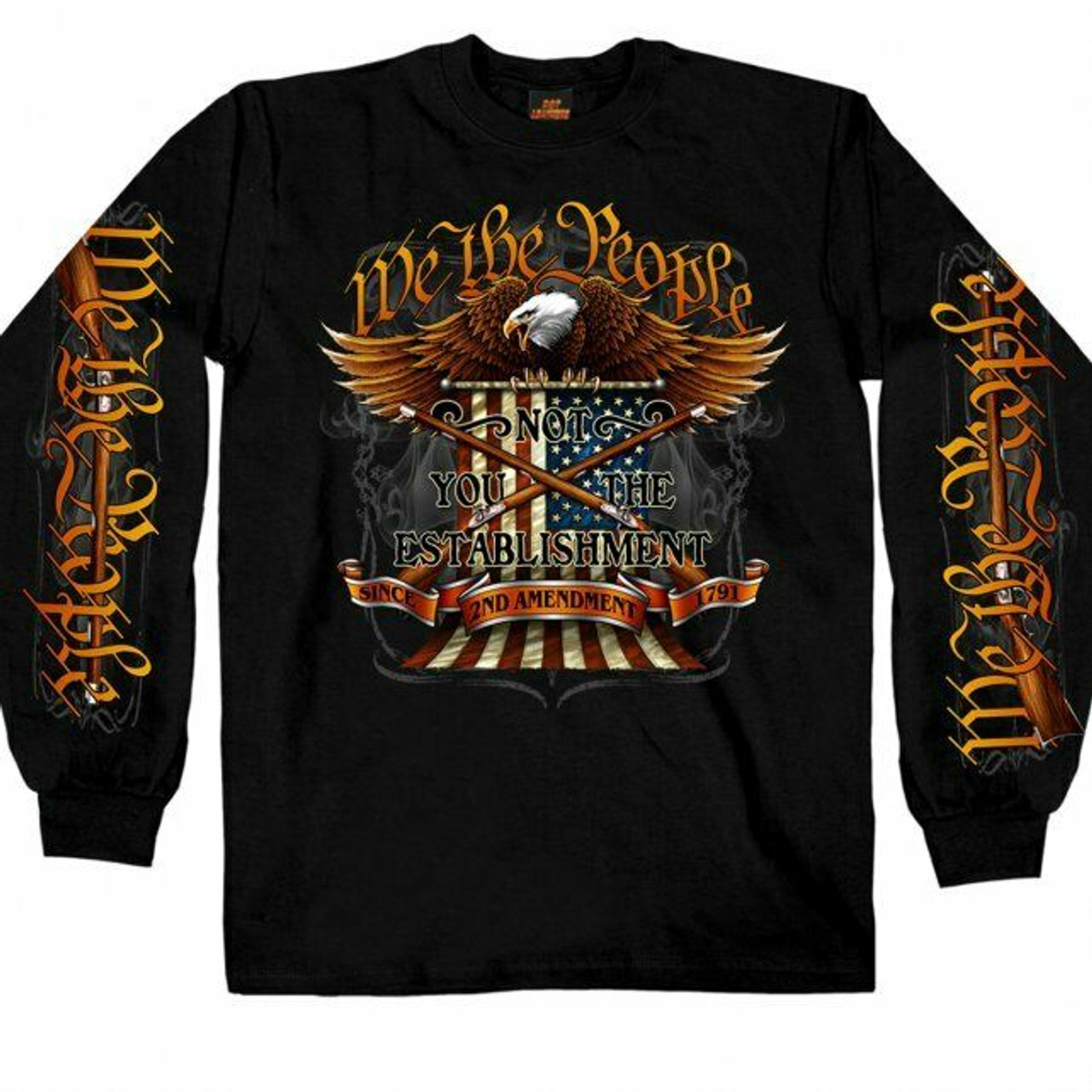 We The People Eagle American Flag USA Motorcycle Long Sleeve T Shirt GMS2358