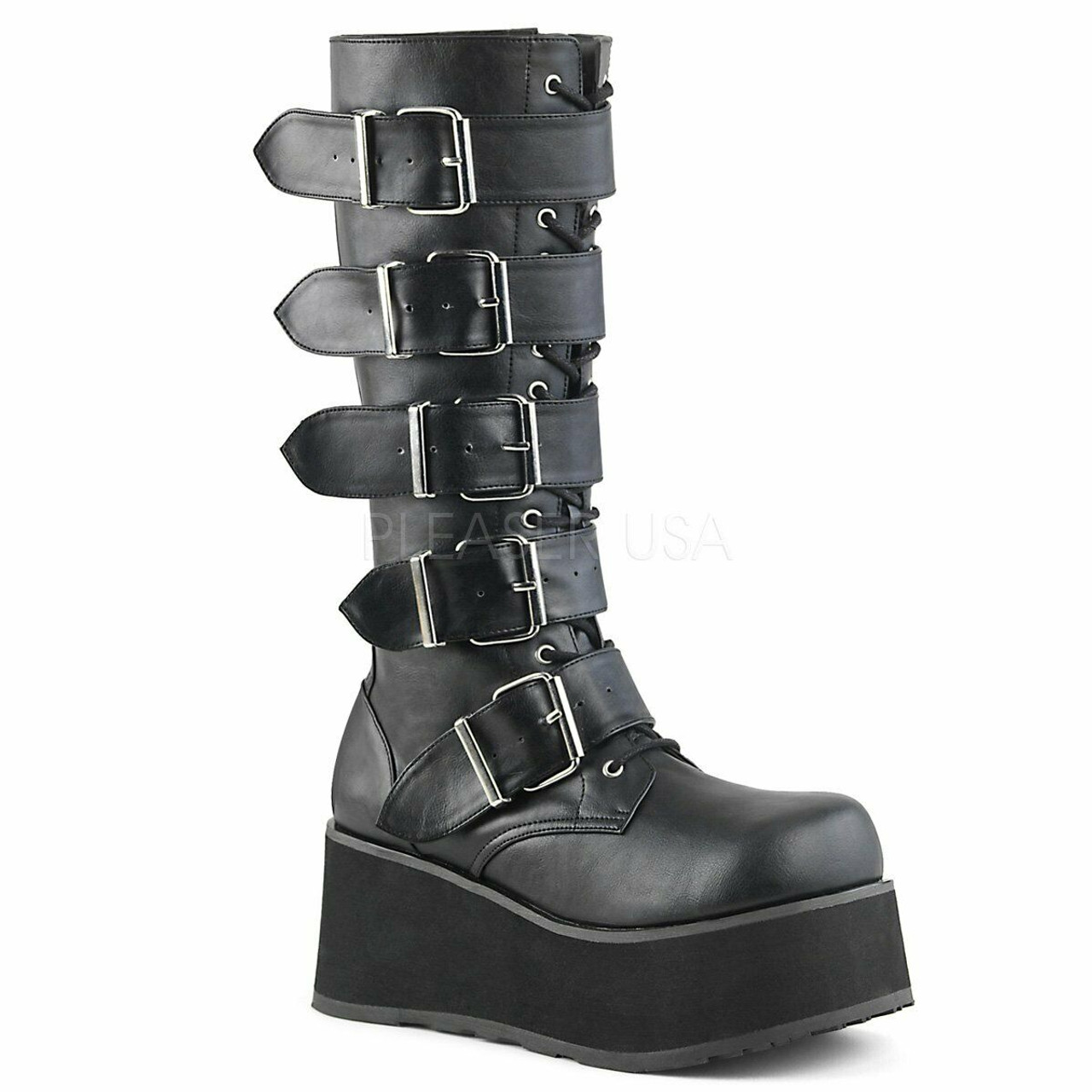 knee high platform boots black