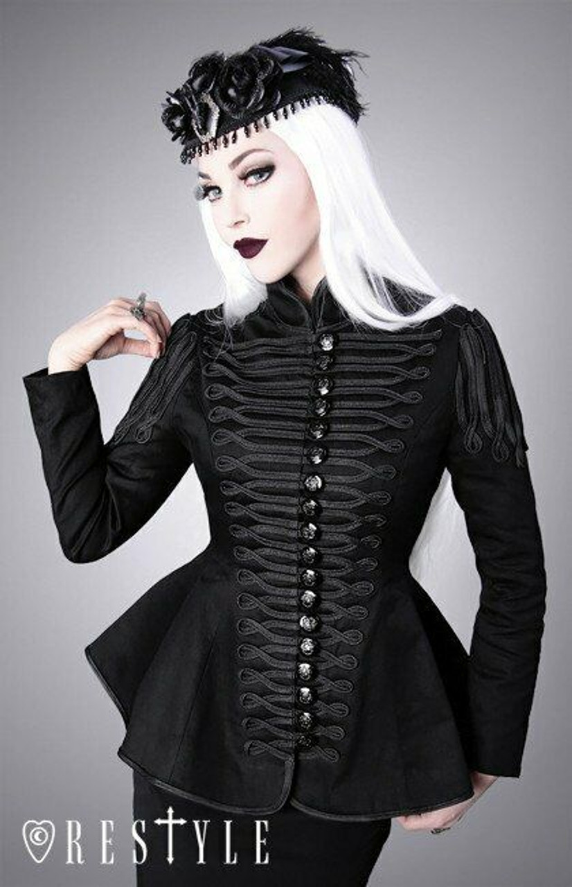 Restyle R-7 Victorian Military Gothic Punk Retro Steampunk Black