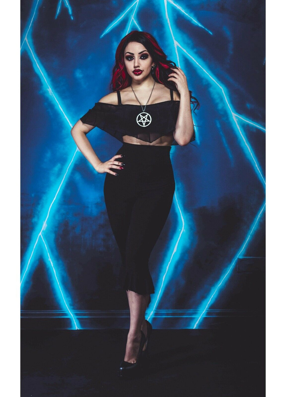 Necessary Evil Dalia Black Crop Top Mesh Batwing Gothic Punk