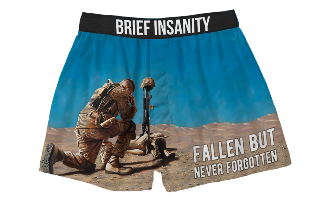 Brief Insanity Fallen but not Forgotten USA Military Boxer Shorts Underwear  7029 - Fearless Apparel