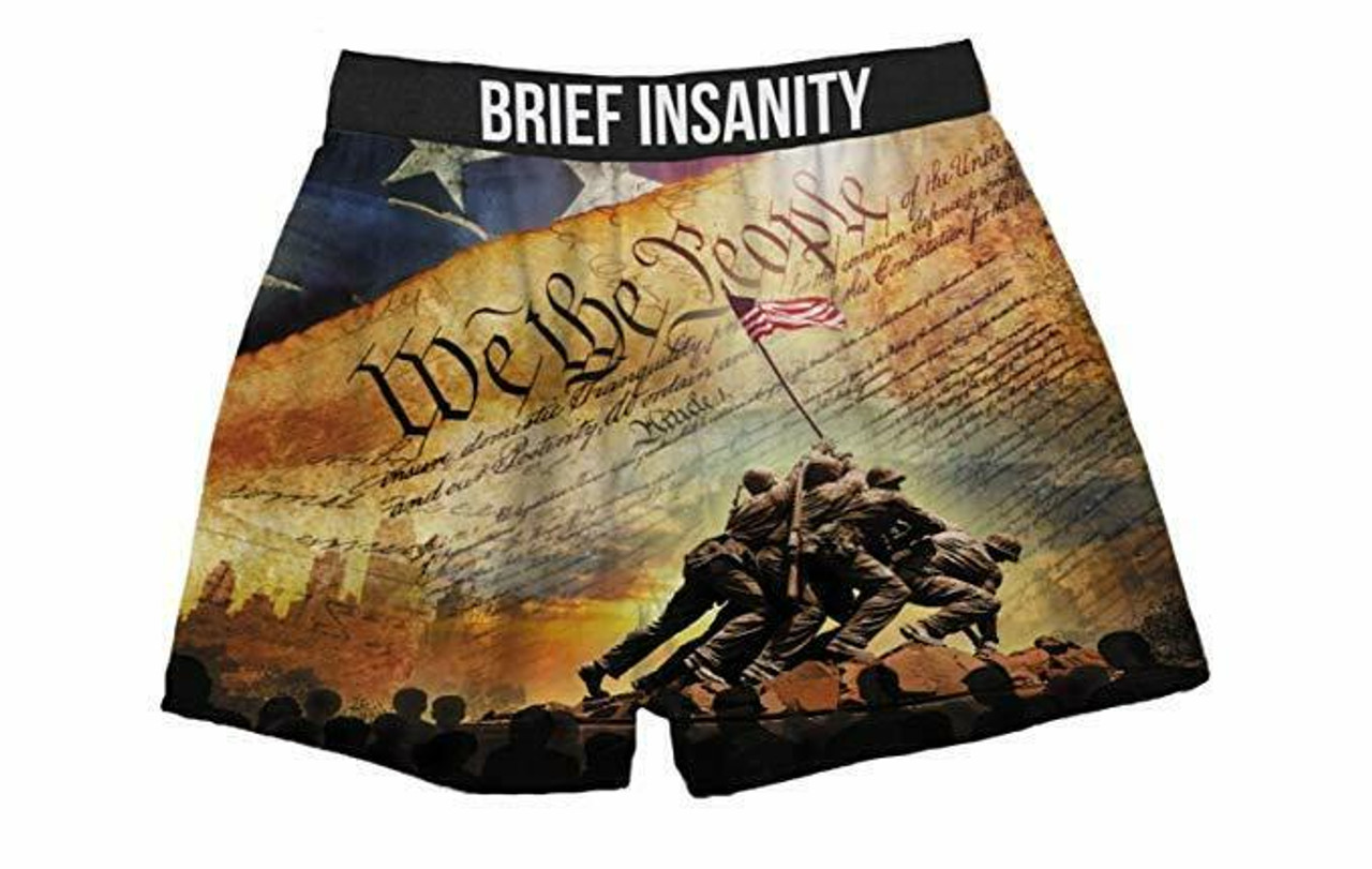 Brief Insanity Men's American Flag Commando Boxer Shorts Underwear