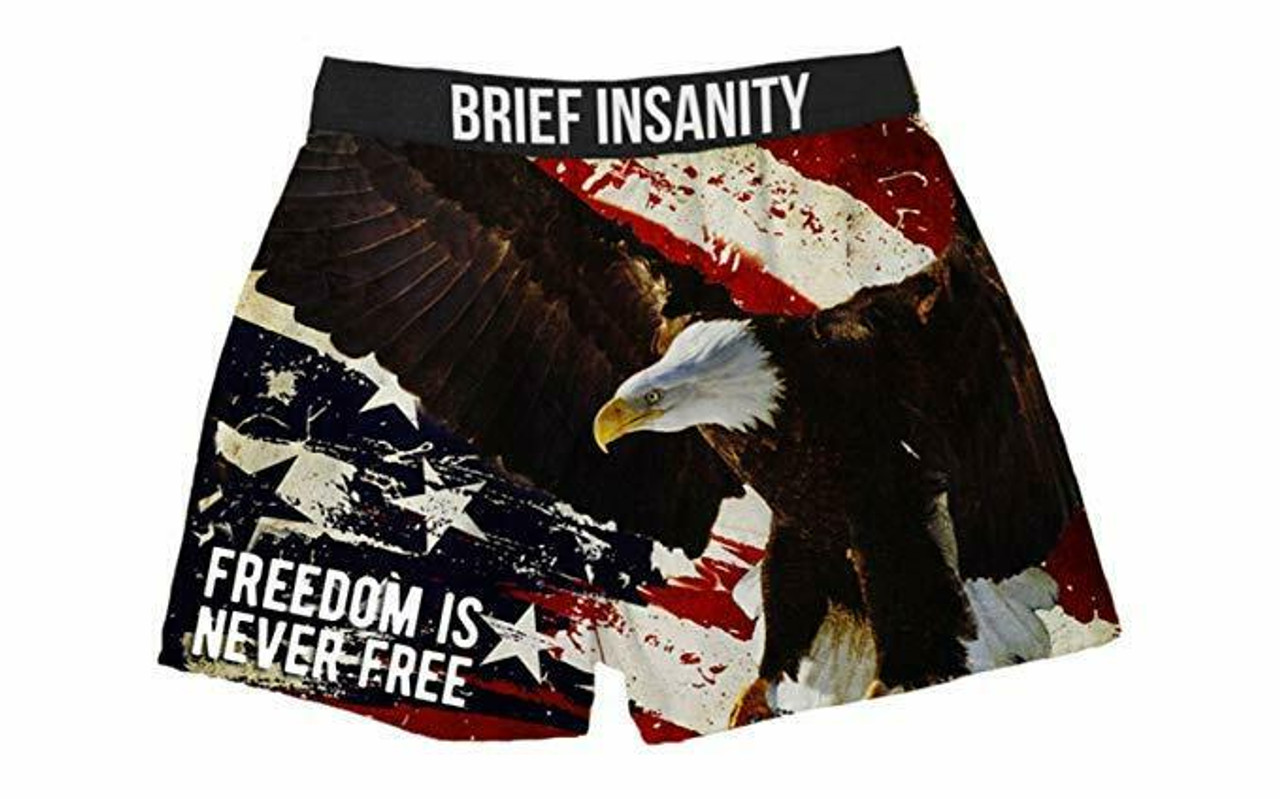 Brief Insanity Freedom is Never Free American Eagle Boxer Shorts Underwear  7030 - Fearless Apparel