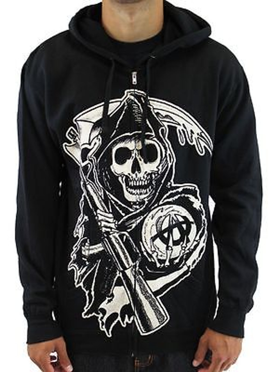 Sons Of Anarchy Soa Big Grim Reaper Samcro Skull Biker Motor Cycle Hoodie S 3xl