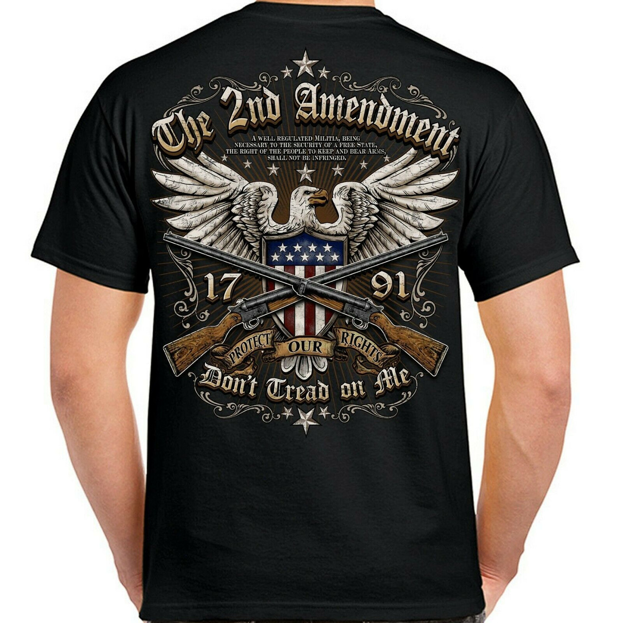 Biker Protect our Rights 2nd Motorcycle American Flag T Shirt A1 - Apparel