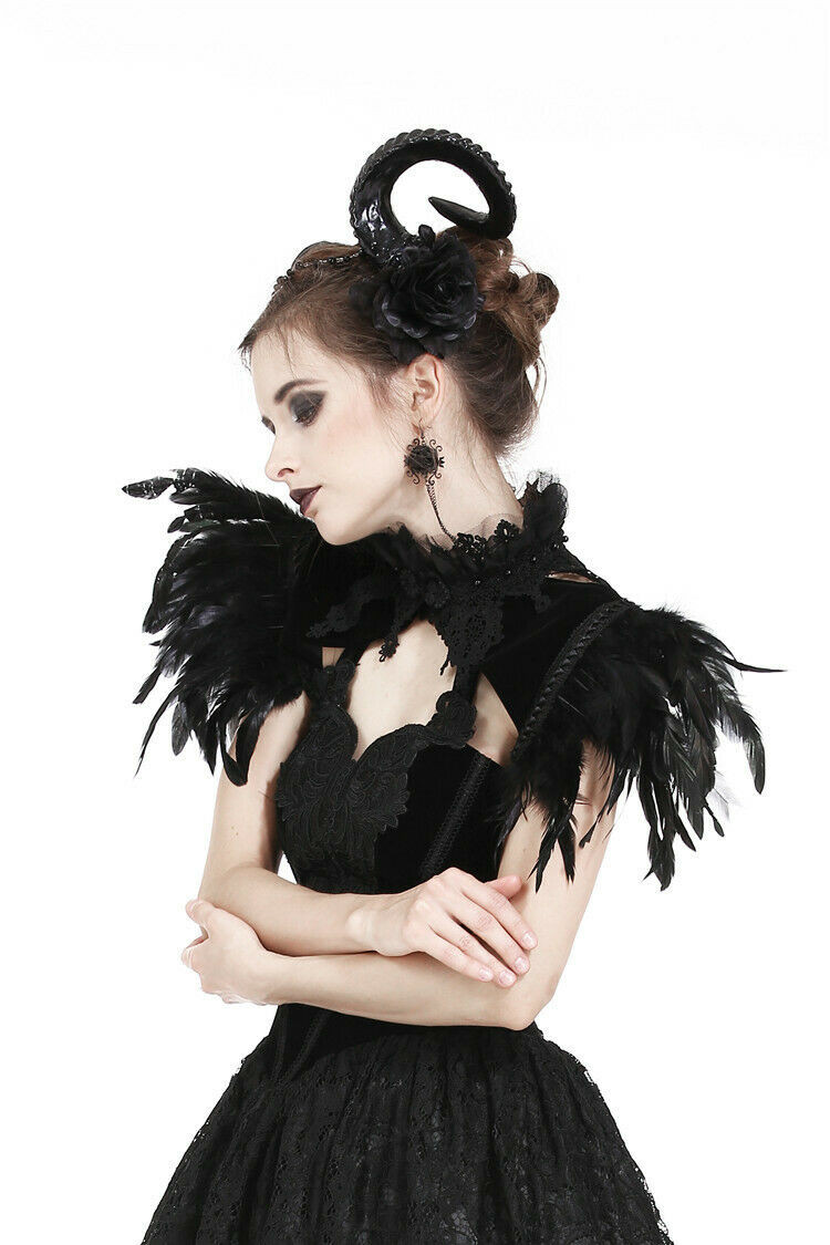 Dark In Love Feather Velvet Victorian Goth Punk Black Bolero