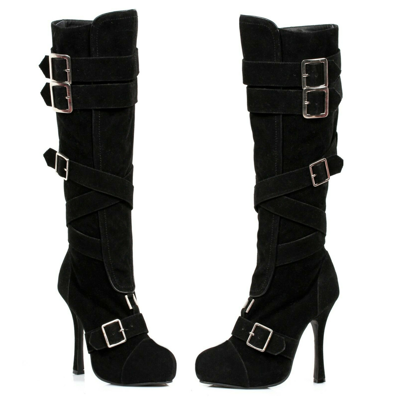 black knee high heel boots