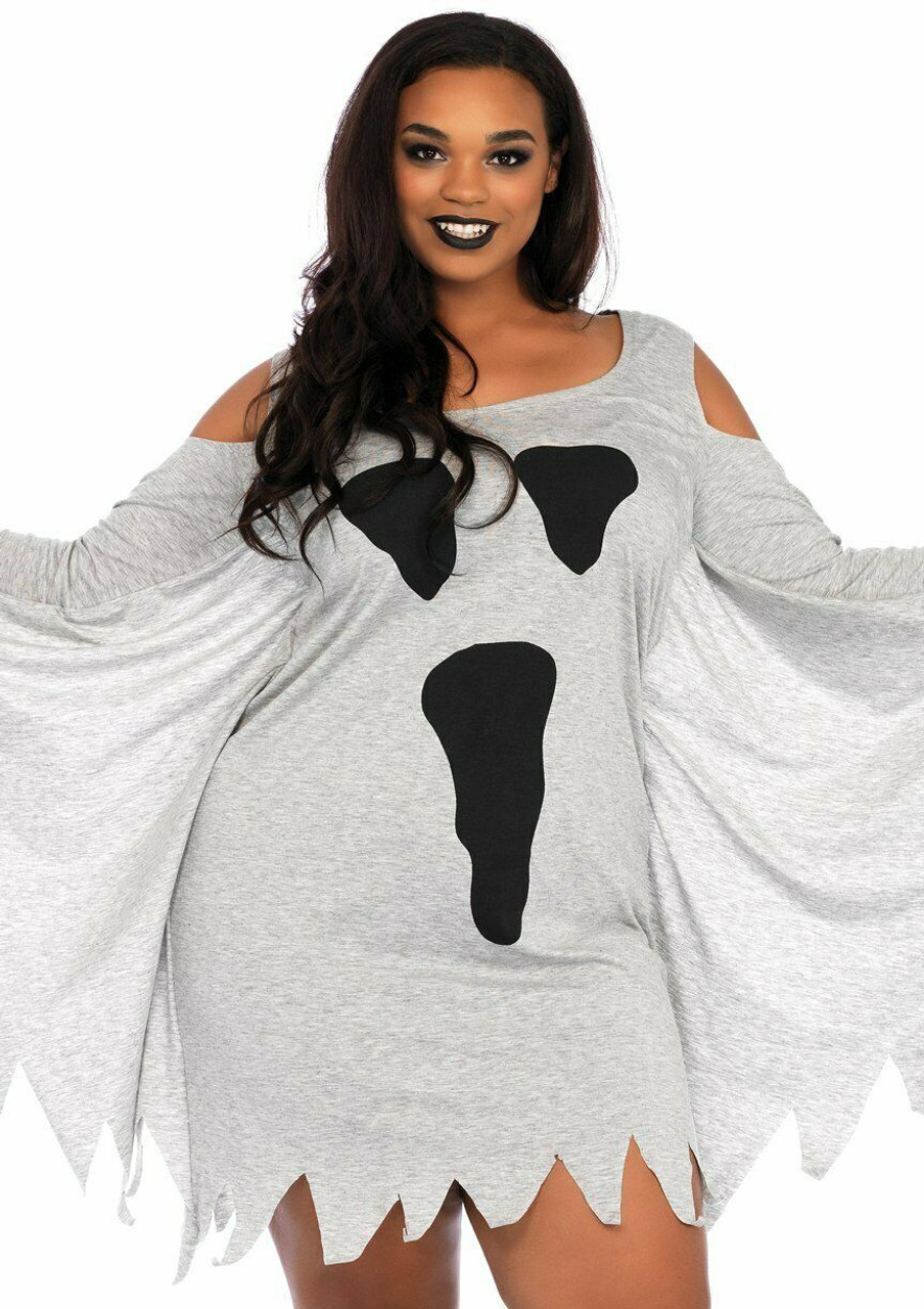 Leg Avenue Jersey Ghost Spooky Dress Plus Size Womens Halloween