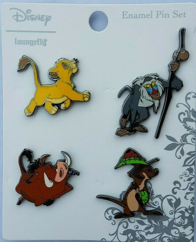 Loungefly Lion King Simba Rafiki Pumbaa Timon 4 Pack Enamel Pin Set