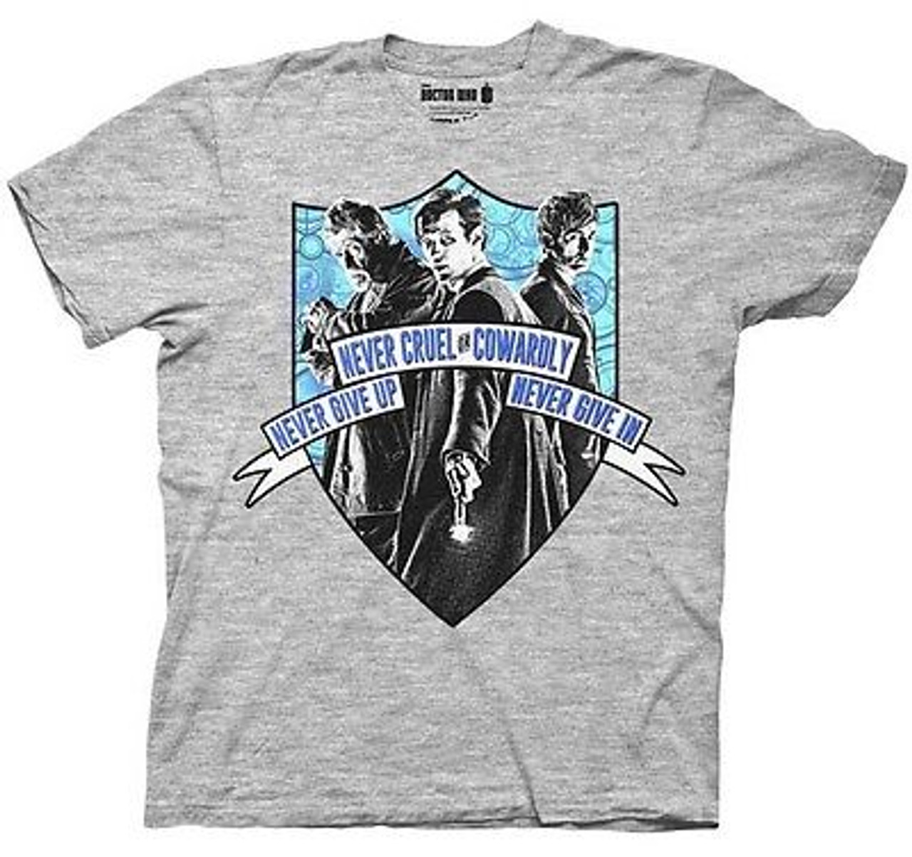 DOCTOR WHO NEVER CRUEL OR COWARDLY CREST SCIENCE FICTION TV MENS T