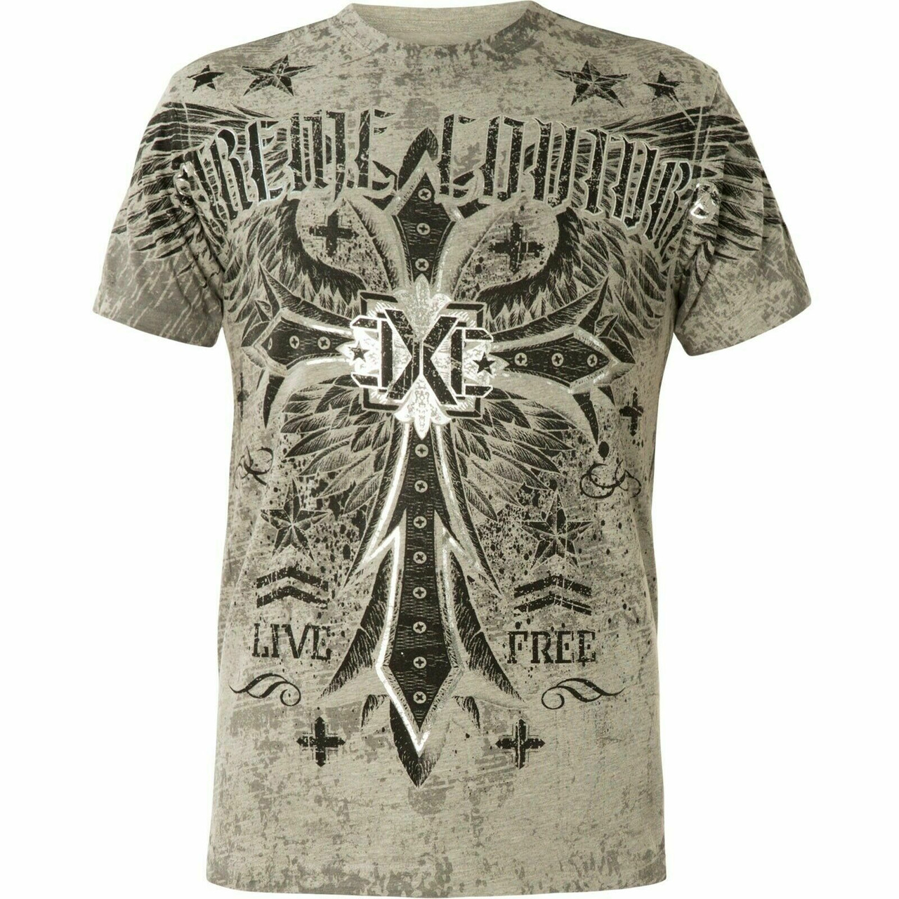 Couture by Affliction Delta Force Cross UFC Tattoos T Shirt - Fearless Apparel