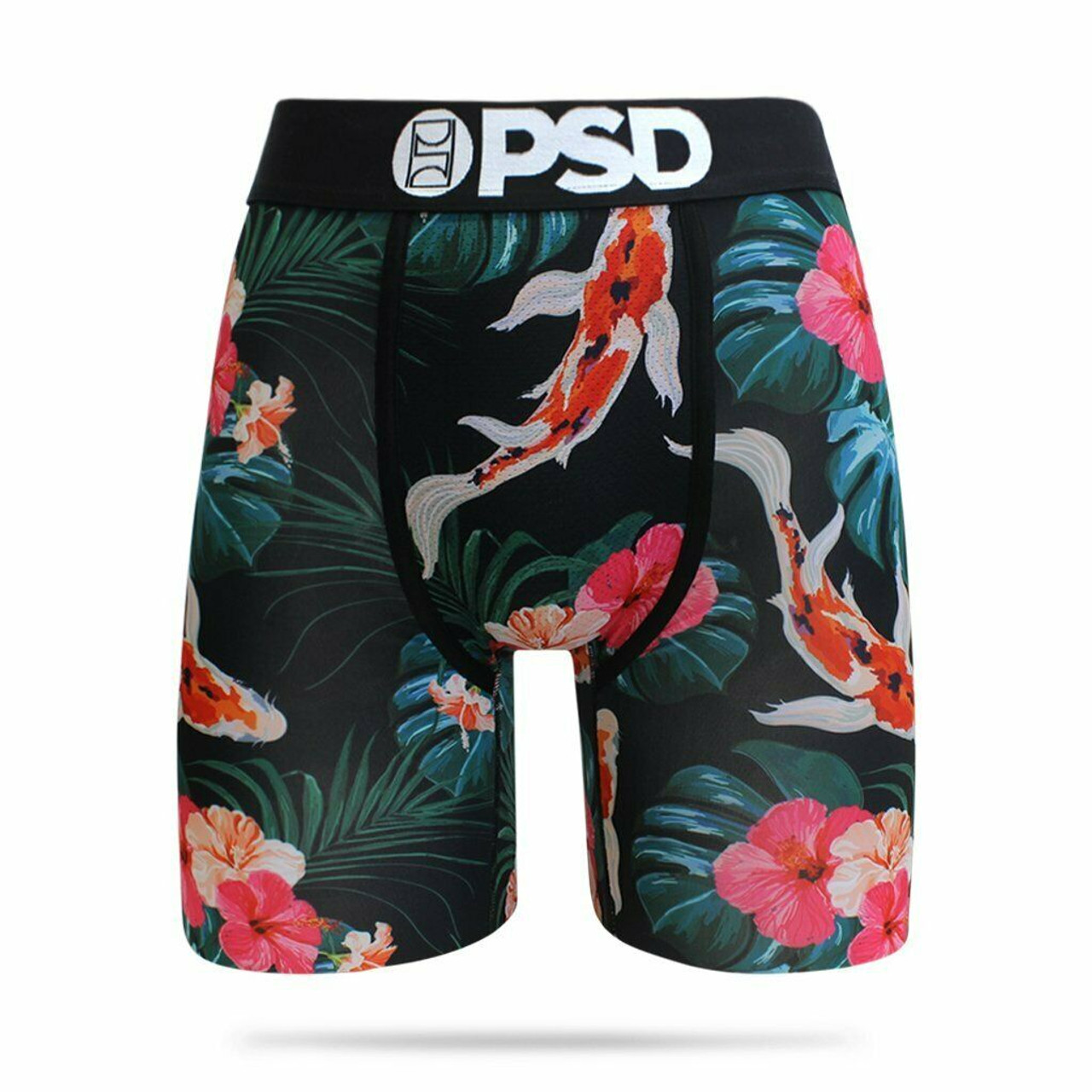 Mens Soft Breathable Red Hibiscus Tropical Floral Underwear Boxer Briefs