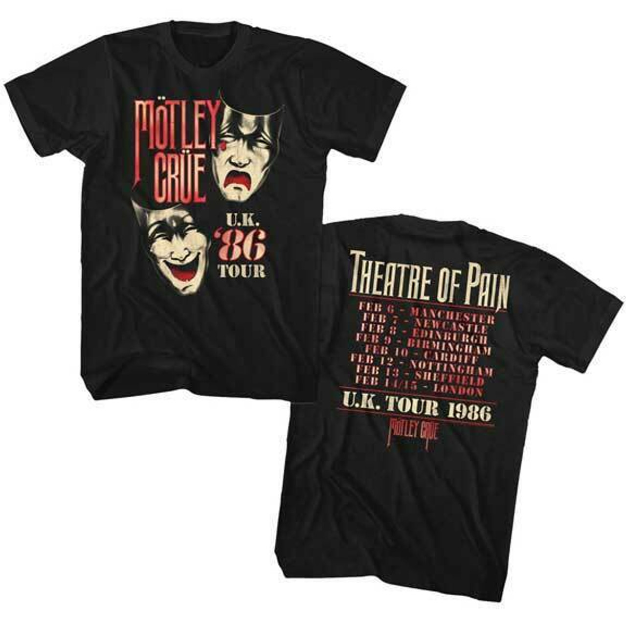 Selvforkælelse Registrering Majestætisk Motley Crue UK Tour 1986 Theater of Pain Glam Metal Music Band T Shirt  MCRU517 - Fearless Apparel