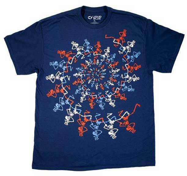 Grateful Dead USA Spiral Skeletons Psychedelic Rock Music Band T
