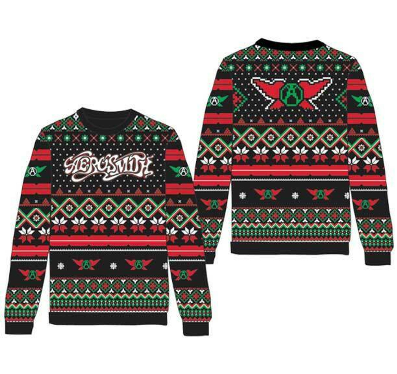 Aerosmith Rock and Roll Music Band Ugly Holiday Christmas Sweater 838440093  - Fearless Apparel
