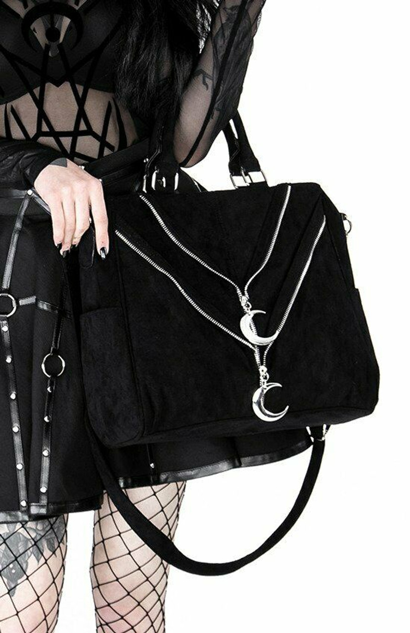 Restyle Double Zipped Crescent Moon Goth Punk Witch Satchel Crossbody ...