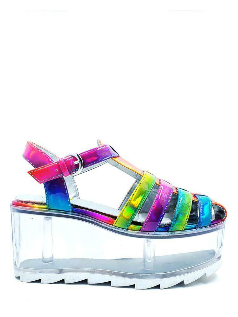 clear rainbow platform shoes