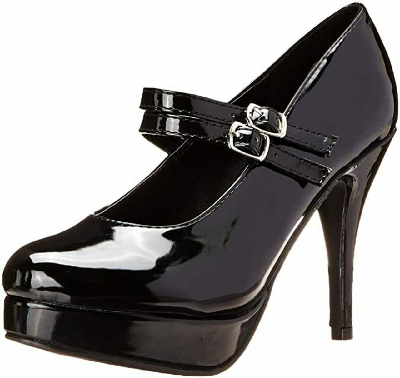 Ellie Double Strap Mary Jane Black Pumps Pinup 4