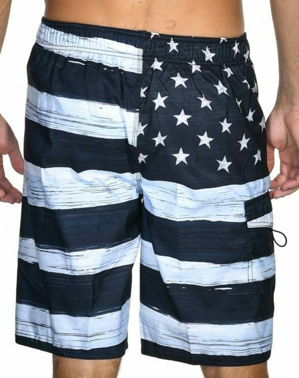 Men's Usa-Flag- Swim Trunks with Mesh Lining Swim Shorts for Quick