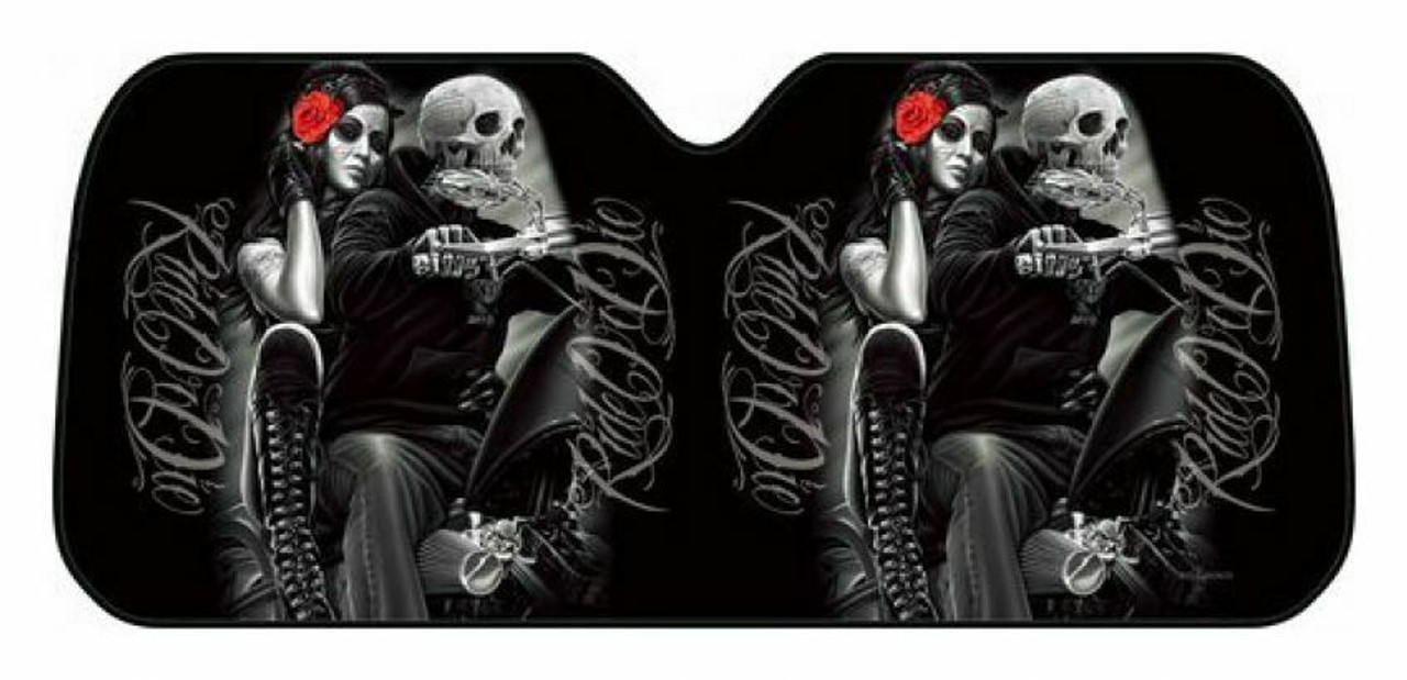 DGA Day of Dead Skin Deep Bonita Block UV Rays Car Sunshade Visor Windshield