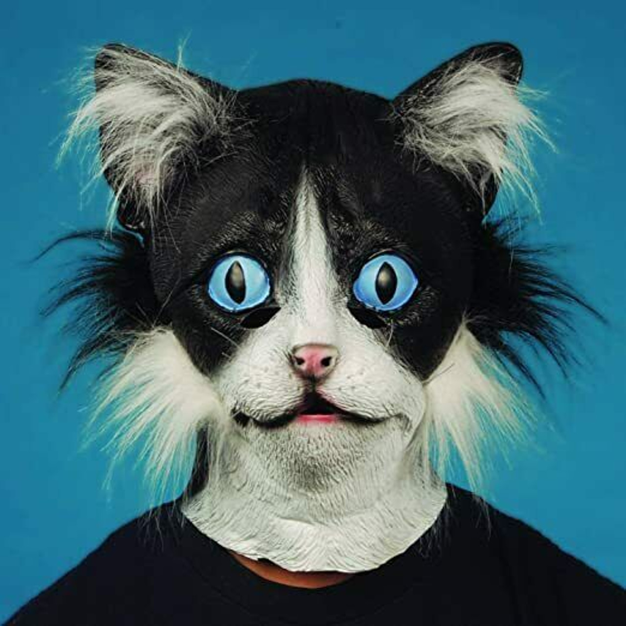 Loftus International Adult Furry Face Black Cat Animal Head Mask, Black/White, One Size
