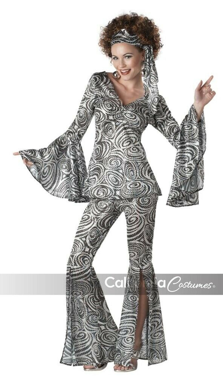Disco Costume with Bell Bottoms Adult 70s Halloween Fancy Dress