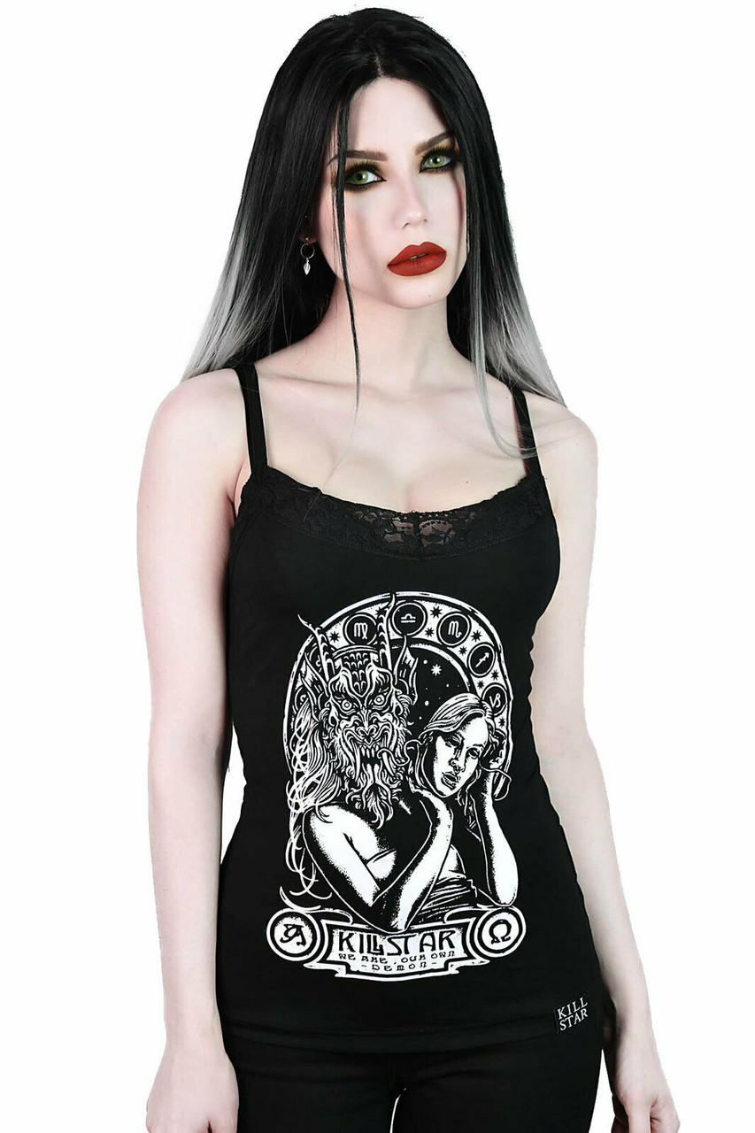 Killstar Hey Demon Satanic Gothic Punk Witchy Strappy Tank Top Shirt  KSRA002306