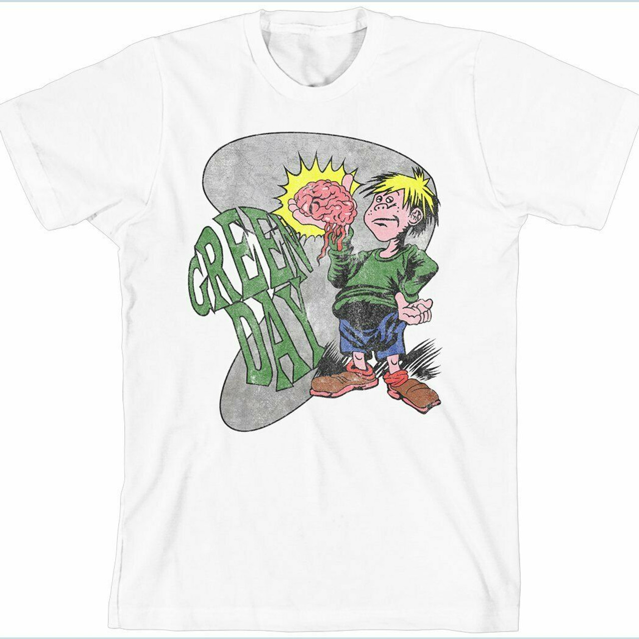 Green Day Brain Boy 90s Art Punk Pop Skate Rock Music Band T Shirt