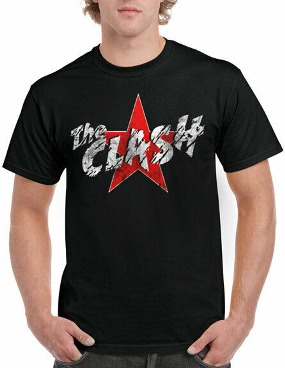 H3 Sportgear The Clash Star Logo Punk Rock New Wave 70s 80s Music Band T Shirt CLA10076 - 2XL Regular