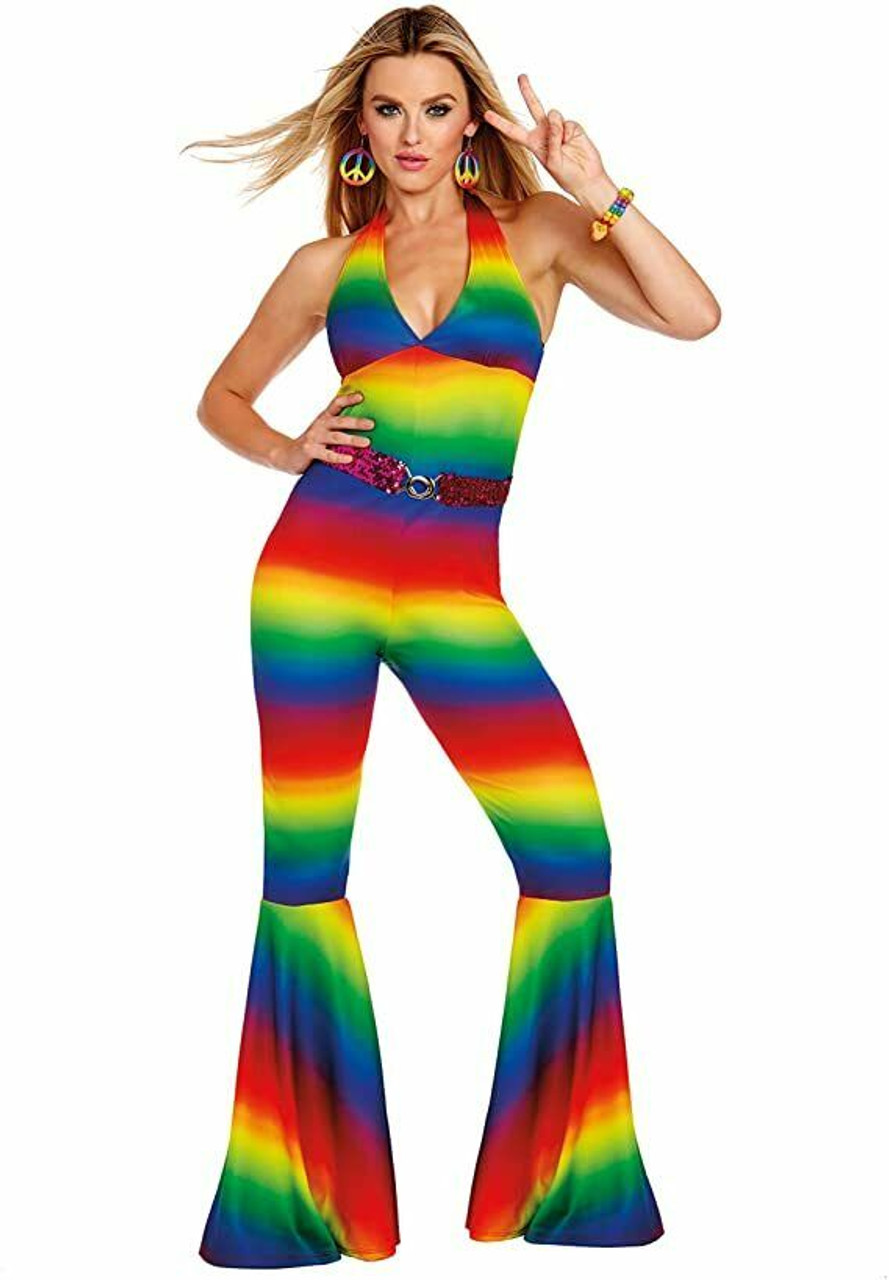 Dreamgirl Rainbow Rave Disco Gay Pride Adult Womens Halloween Costume ...