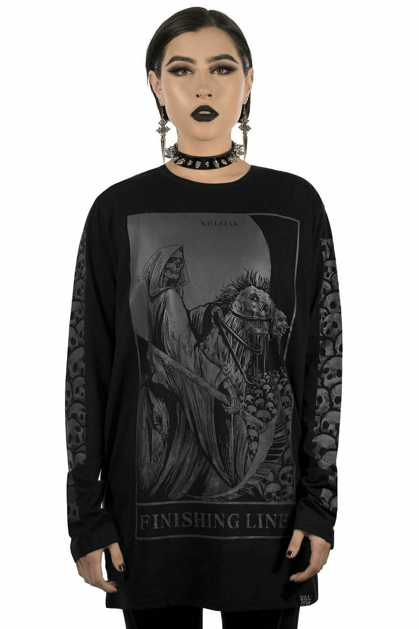 Killstar Finishing Line Gothic Skull Grim Reaper Long Sleeve