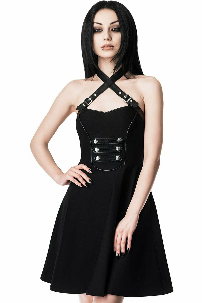 Killstar Sergeants Military Gothic Punk Witch Emo Skater Halter Dress ...