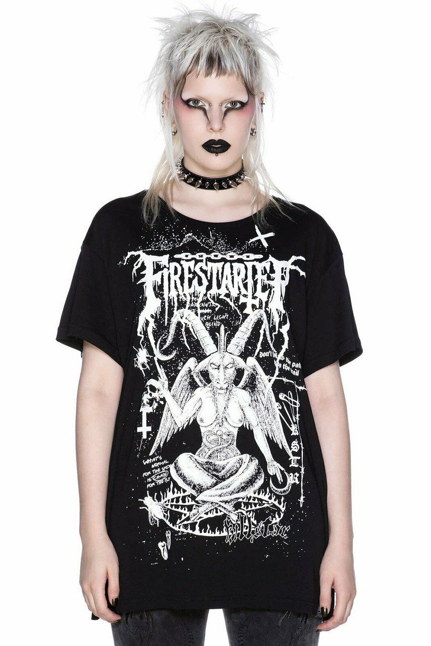 Killstar Firestarter Baphomet Satanic Gothic Punk Relaxed Top T