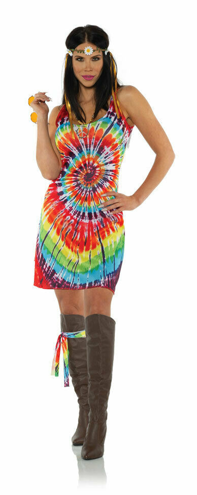 Underwraps Tie Dye Mini Dress Hippie 