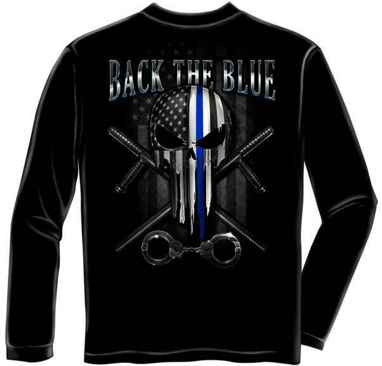 Law Enforcement Back the Blue Freedom Punisher Skull Police T Shirt FF2400LS