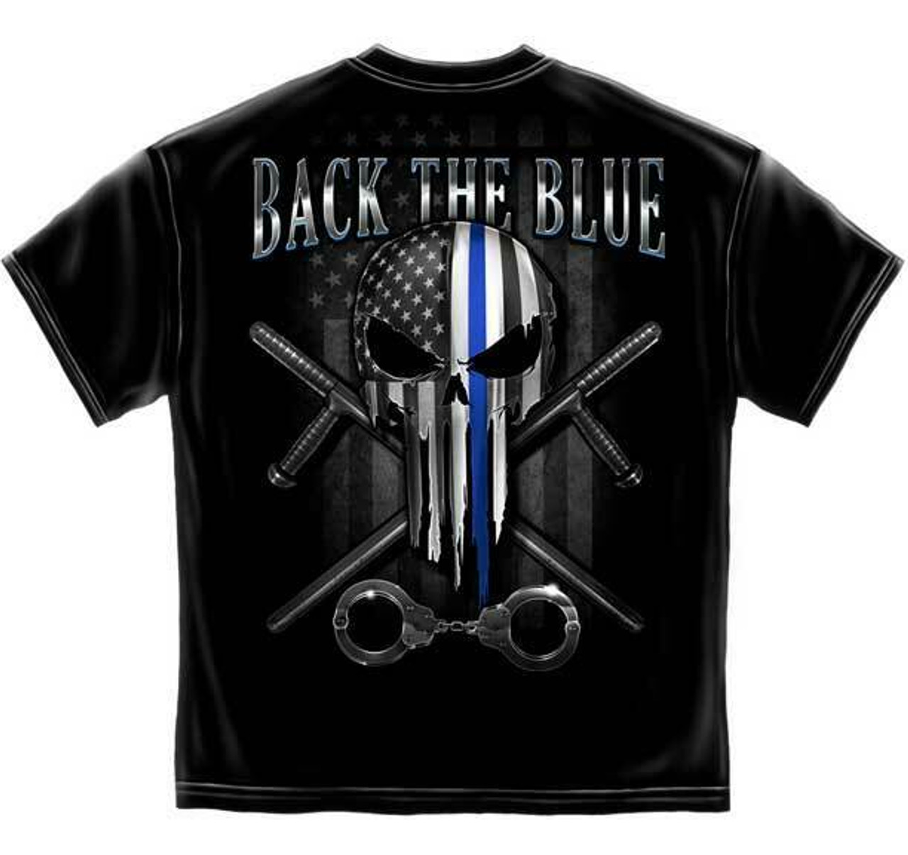 Law Enforcement Back the Blue Freedom Punisher Skull Flag Police T Shirt  FF2400