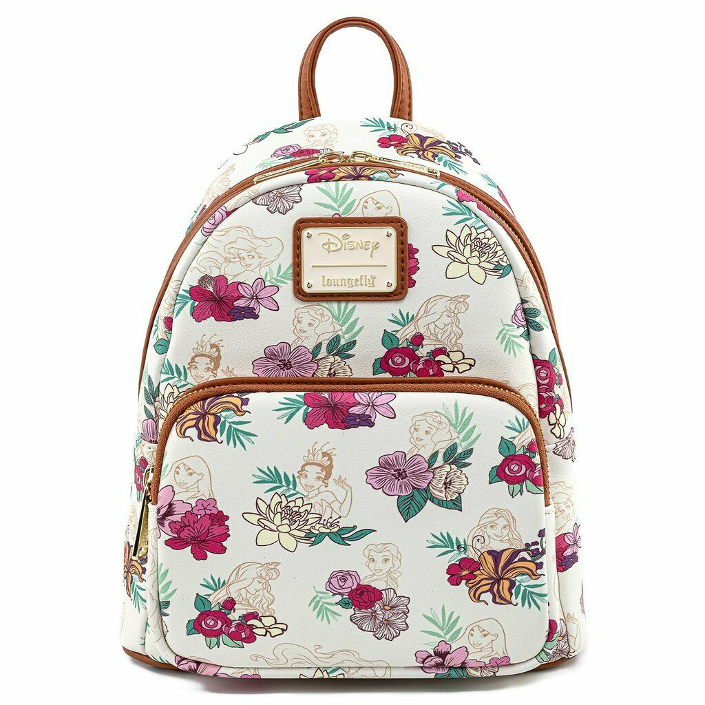 loungefly disney princess snow white ariel belle floral mini backpack wdbk1312
