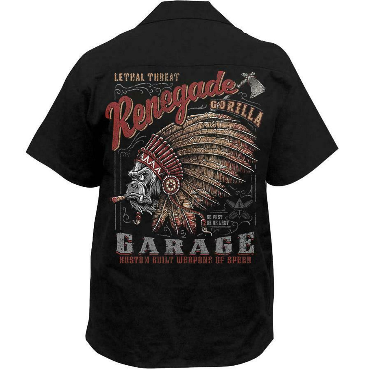 Lethal Threat Renegade Gorilla Garage Motorcycle Button Down Work Shirt  HW50212