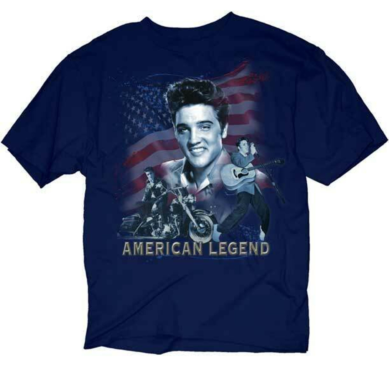 Elvis Presley American Legend Flag USA Motorcycle Rockabilly Music T Shirt  84-11