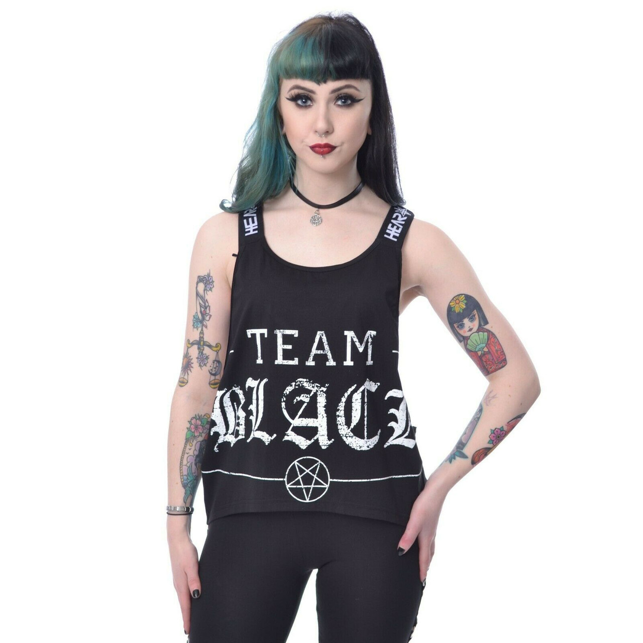 Heartless Team Black Pentagram Goth Emo Punk Alternative Tank Top  T-TEAMTOP-B