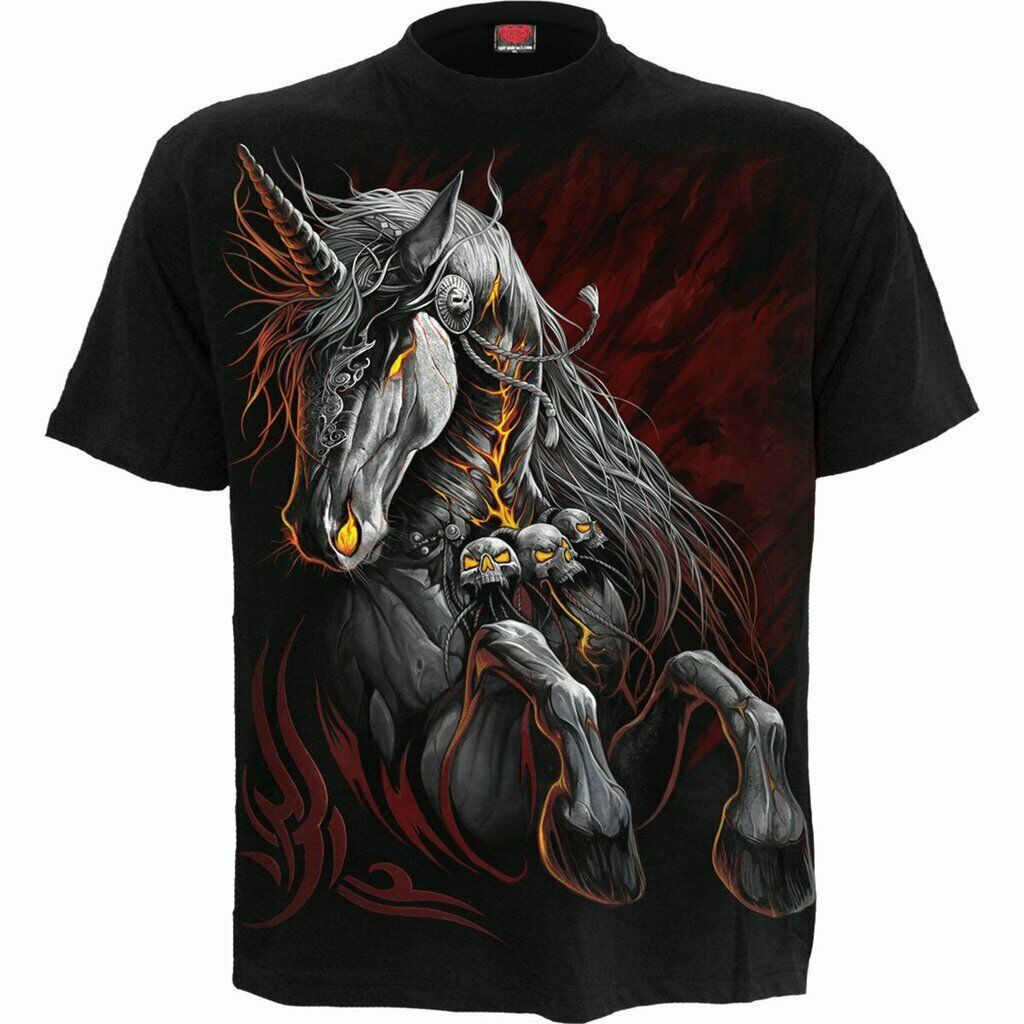 Spiral Direct Infernal Unicorn Mythical Horse Fire Fantasy Goth T