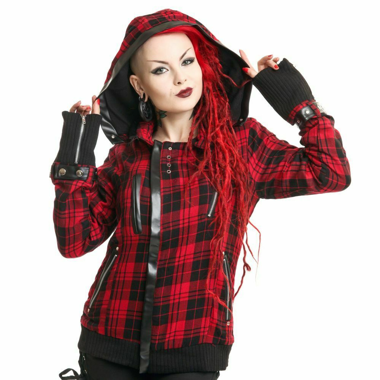 Poizen Industries Z Jacket Plaid Flannel Punk Goth Womens Coat J