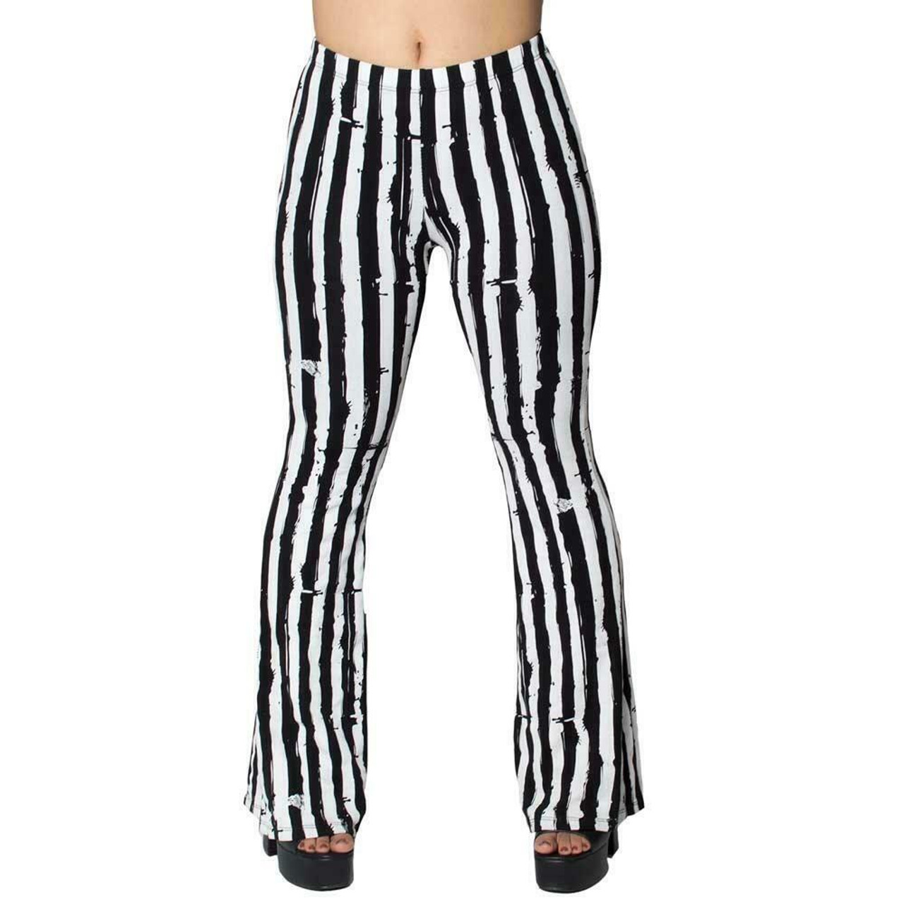 Kreepsville 666 Distressed Striped Flare Gothic Punk Leggings