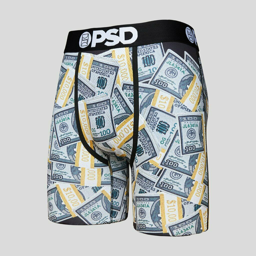 PSD Jeweled Stacks Money Hundred Dollar Bills Boxers Briefs Underwear