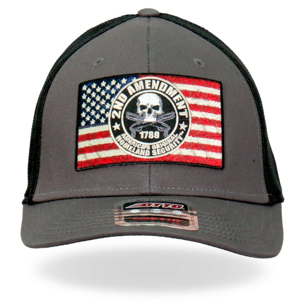 Grey and Black American Flag Hat for Men and Women - USA Flag Patriotic  Trucker Baseball Snapback Cap